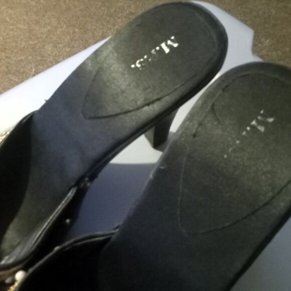MPS Black Satin Sequin / Beaded Mule Style Heels - Women's Size 10 - Gorgeous! - Picture 7 of 7